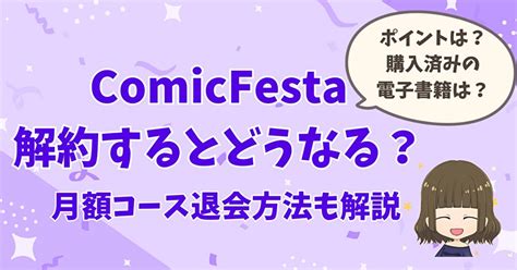 ComicFestaを解約すると購入作品やポイントはどう。